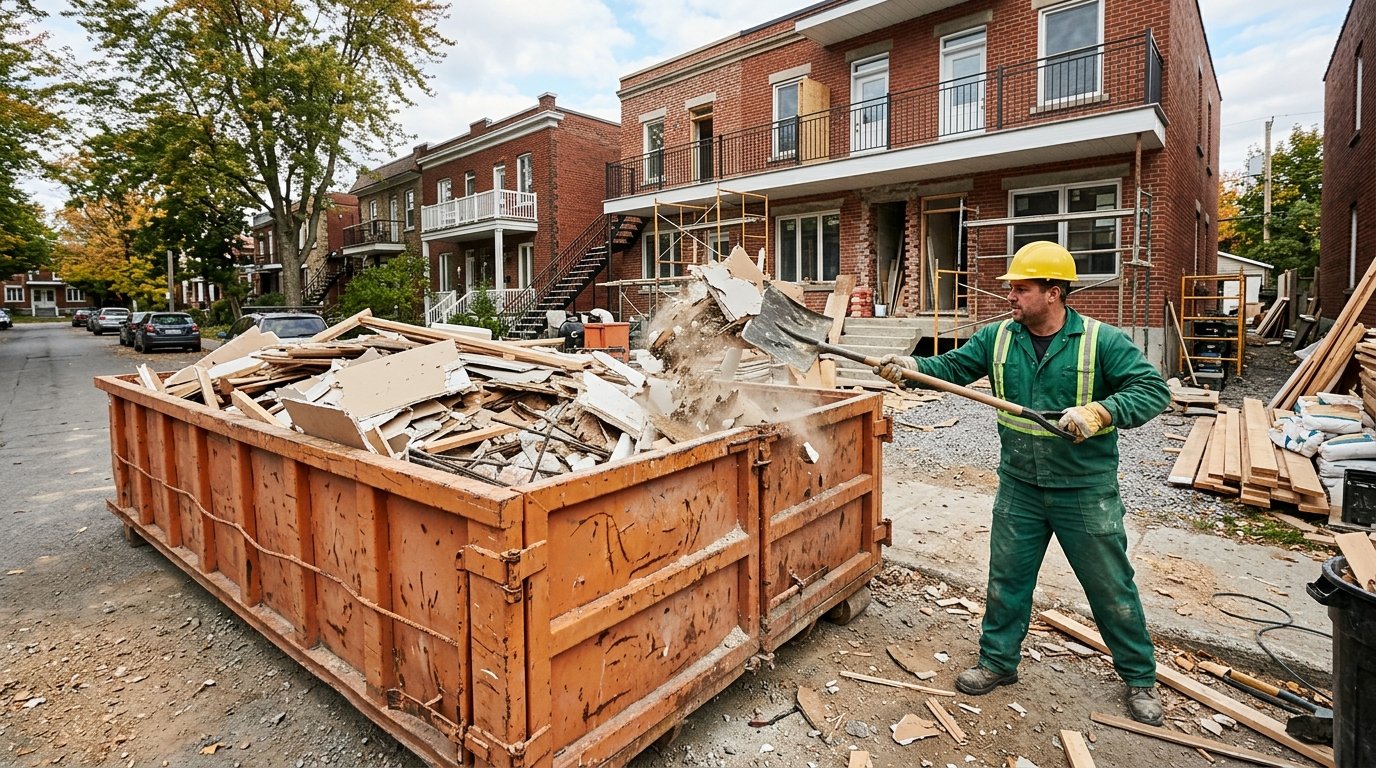 Ramassage de débris de construction à Montréal