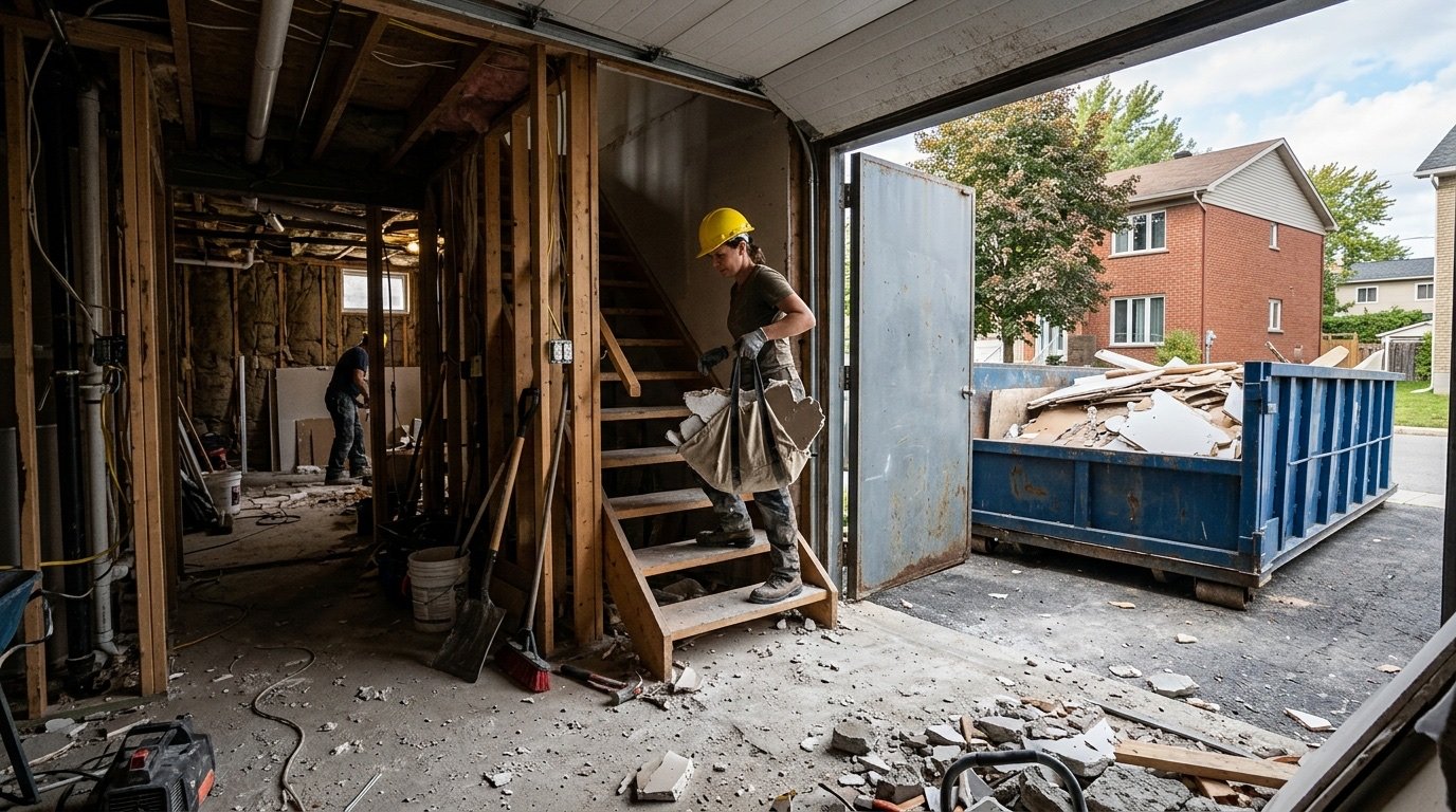 Rénovation de sous-sol à Laval : gérer les débris efficacement